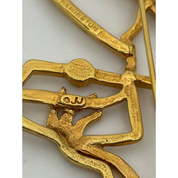 Vintage Lady Brooch Remington JJ Gold-Tone Woman With Rhinestone Accents - Picture 7 of 16